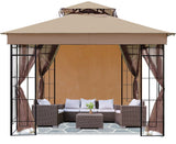 10x10 Outdoor Heavy Duty Garden Gazebo for Patios,with 1 sidewall and 4 Netting Includes