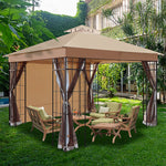 10x10 Outdoor Heavy Duty Garden Gazebo for Patios,with 1 sidewall and 4 Netting Includes