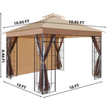 10x10 Outdoor Heavy Duty Garden Gazebo for Patios,with 1 sidewall and 4 Netting Includes