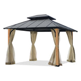 10'x12' Heavy Duty Patio Gazebos Shade And Rain Protection With Mesh