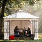 10x10 Outdoor Heavy Duty Garden Gazebo for Patios,with 1 sidewall and 4 Netting Includes