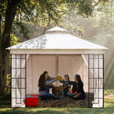 10x10 Outdoor Heavy Duty Garden Gazebo for Patios,with 1 sidewall and 4 Netting Includes
