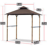 8'x 5' Gray Grill Gazebo Double Tiered Outdoor BBQ Canopy With Light