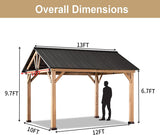 11'x13' Wood Gazebo Heavy Duty Outdoor Canopy Frame
