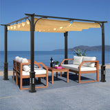 10'x10' Patio Pergola Outdoor Garden Pergolas with Retractable Shelter Shades