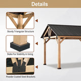 11'x13' Wood Gazebo Heavy Duty Outdoor Canopy Frame