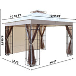 10x10 Outdoor Heavy Duty Garden Gazebo for Patios,with 1 sidewall and 4 Netting Includes
