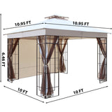 10x10 Outdoor Heavy Duty Garden Gazebo for Patios,with 1 sidewall and 4 Netting Includes