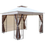 10x10 Outdoor Heavy Duty Garden Gazebo for Patios,with 1 sidewall and 4 Netting Includes