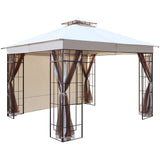 10x10 Outdoor Heavy Duty Garden Gazebo for Patios,with 1 sidewall and 4 Netting Includes